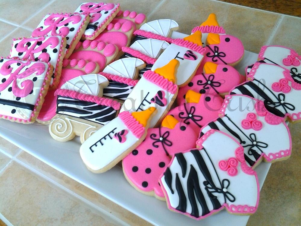 Pink and Black Baby Shower Cookies - TreatsbyTrish