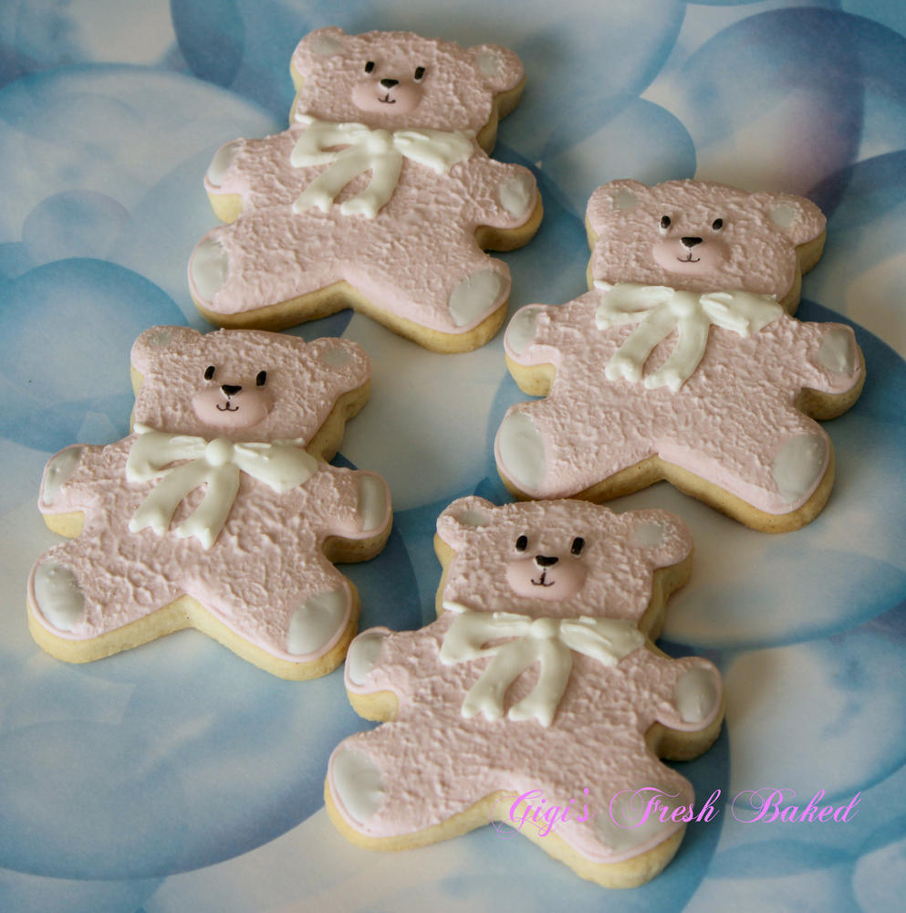 Pink teddy bear cookies