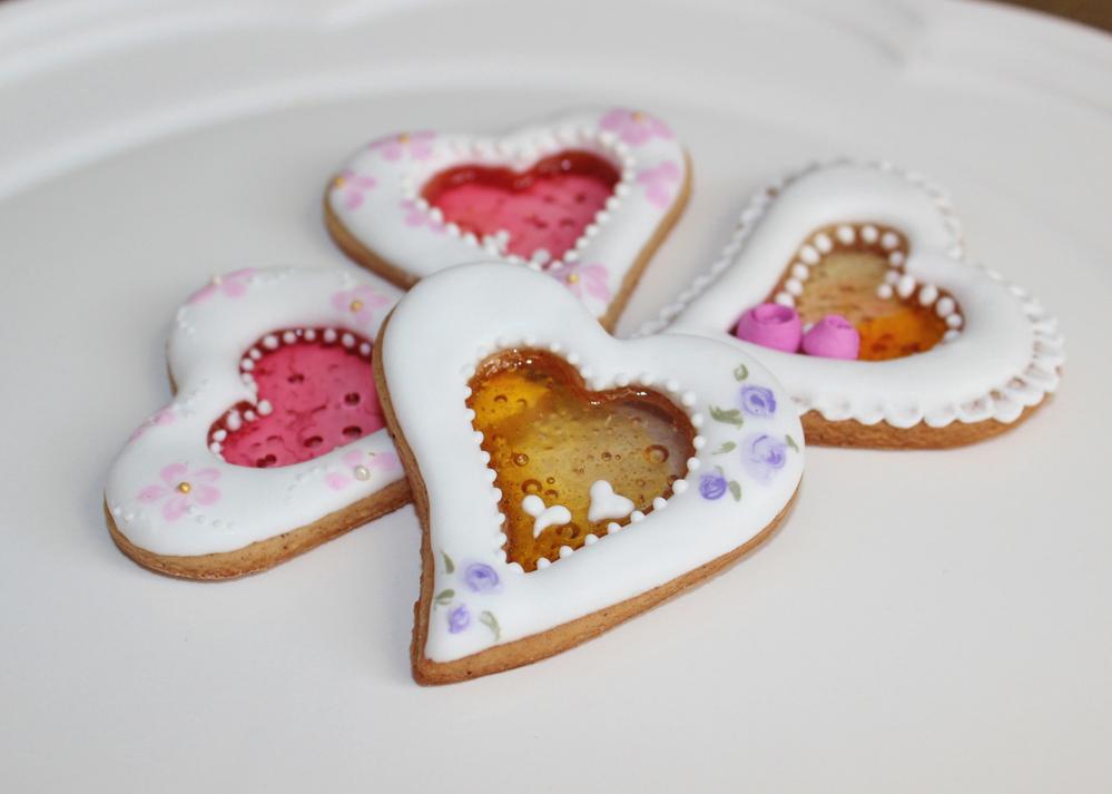 stained glass heart cookies