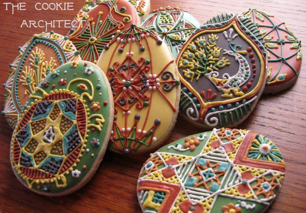 Pysanky Cookies Detail | The Cookie Architect
