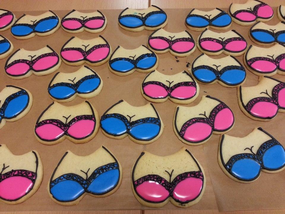 Bra biscuits, As October is Breast Cancer Awareness month, we've whipped  up these brilliant bra biscuits. Why not bake up your own batch for loved  ones, or to take