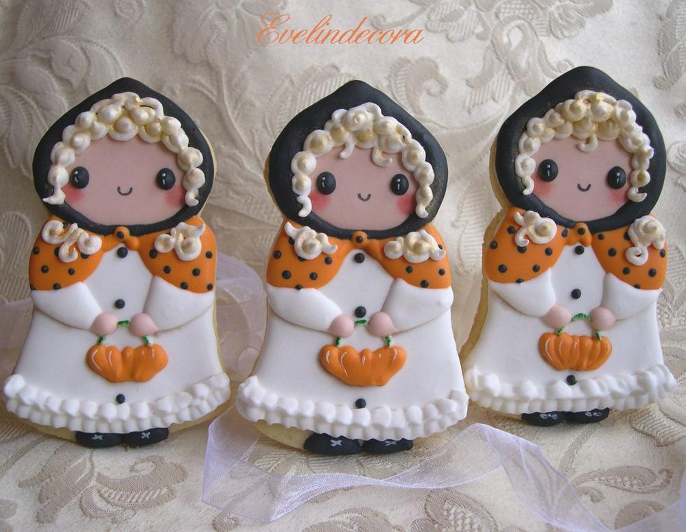 Halloween cookies - Dolls with pumpkin basket