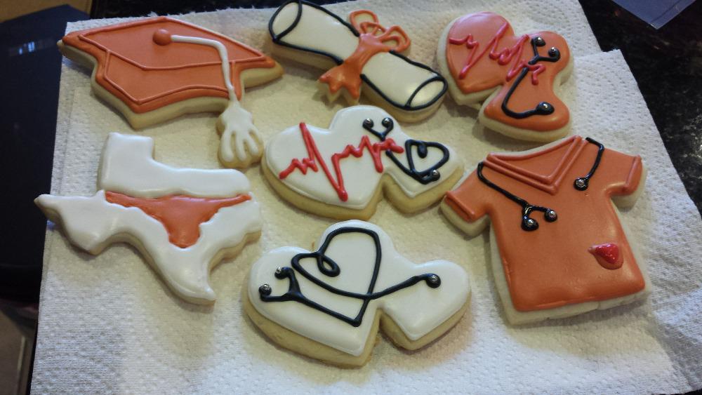 UT longhorn cookies - nursing school graduation