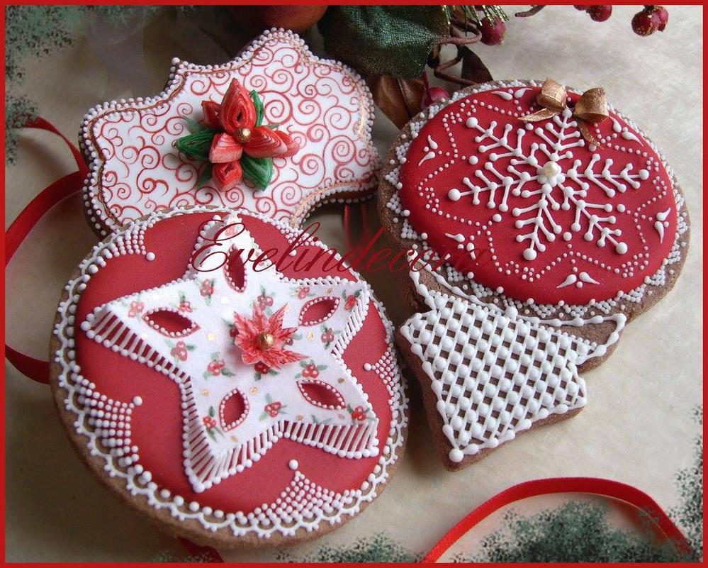 Christmas cookies with wafer paper details