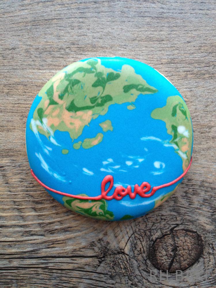 a globe with love