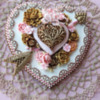 Brown and Gold Embossed Heart Cookie: Cookie and Photo by Julia M Usher
