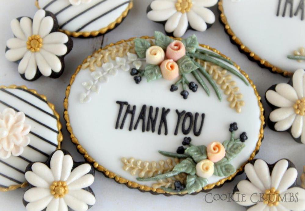 floral thank you cookies