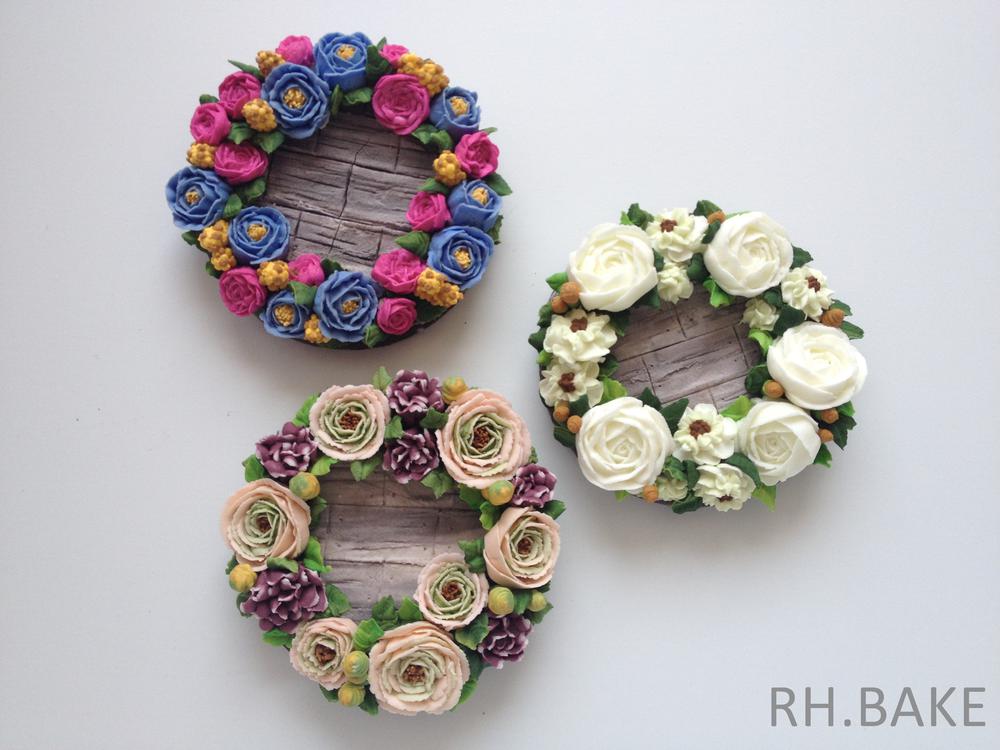 Flower wreath cookie set