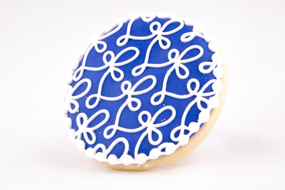 Blue and white cookie