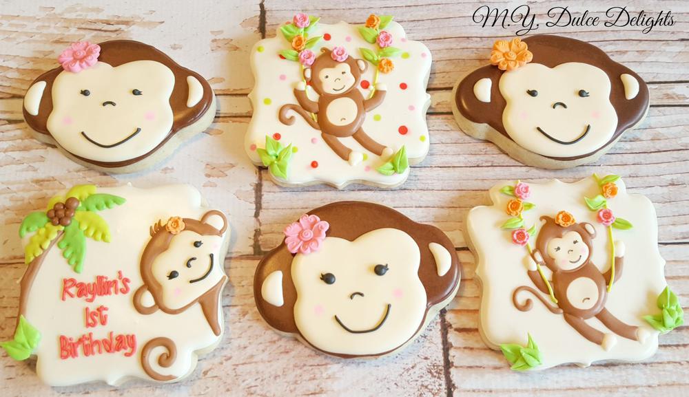 Monkey 1st Birthday Cookies