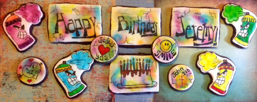 "Happy Birthday" Graffiti Cookies