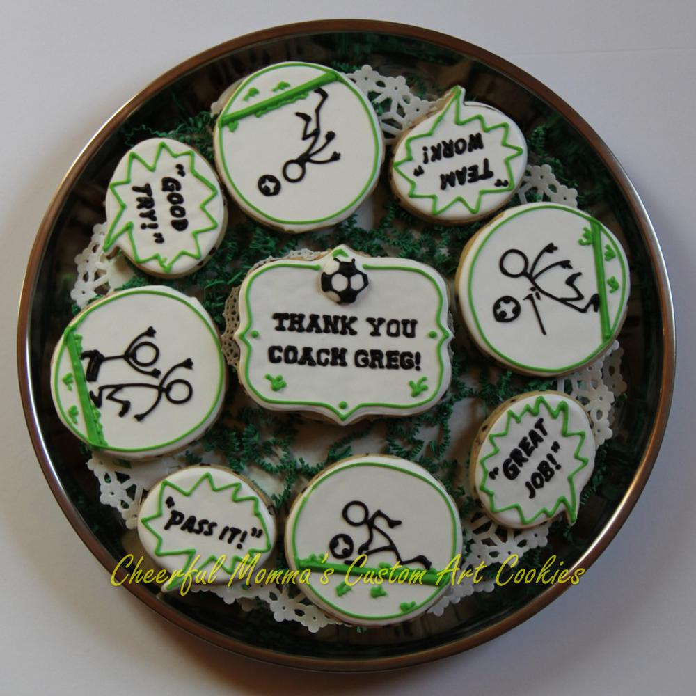 Thank You Soccer Coach Platter by Cheerful Momma's Custom Art Cookies
