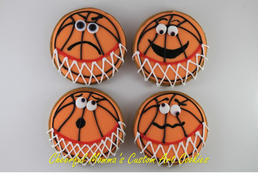 Cartoon Basketballs by Cheerful Momma's Custom Art Cookies