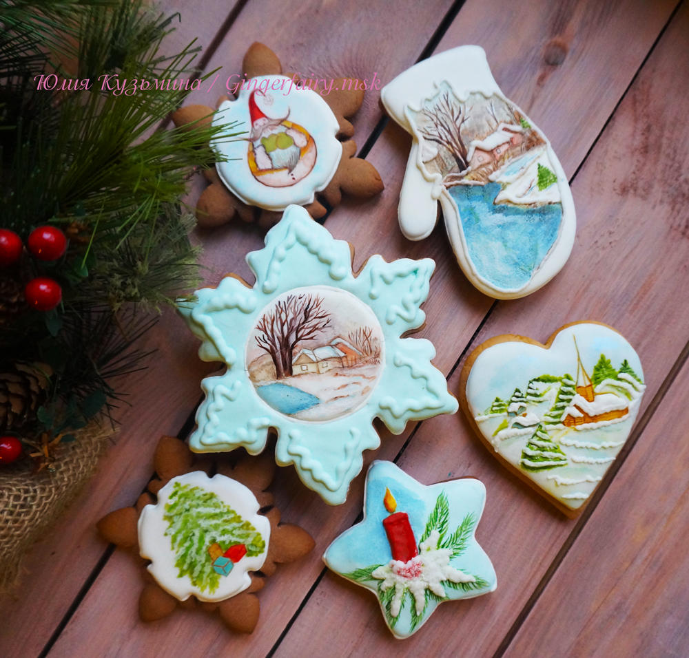 Handpainted set of Christmas cookies