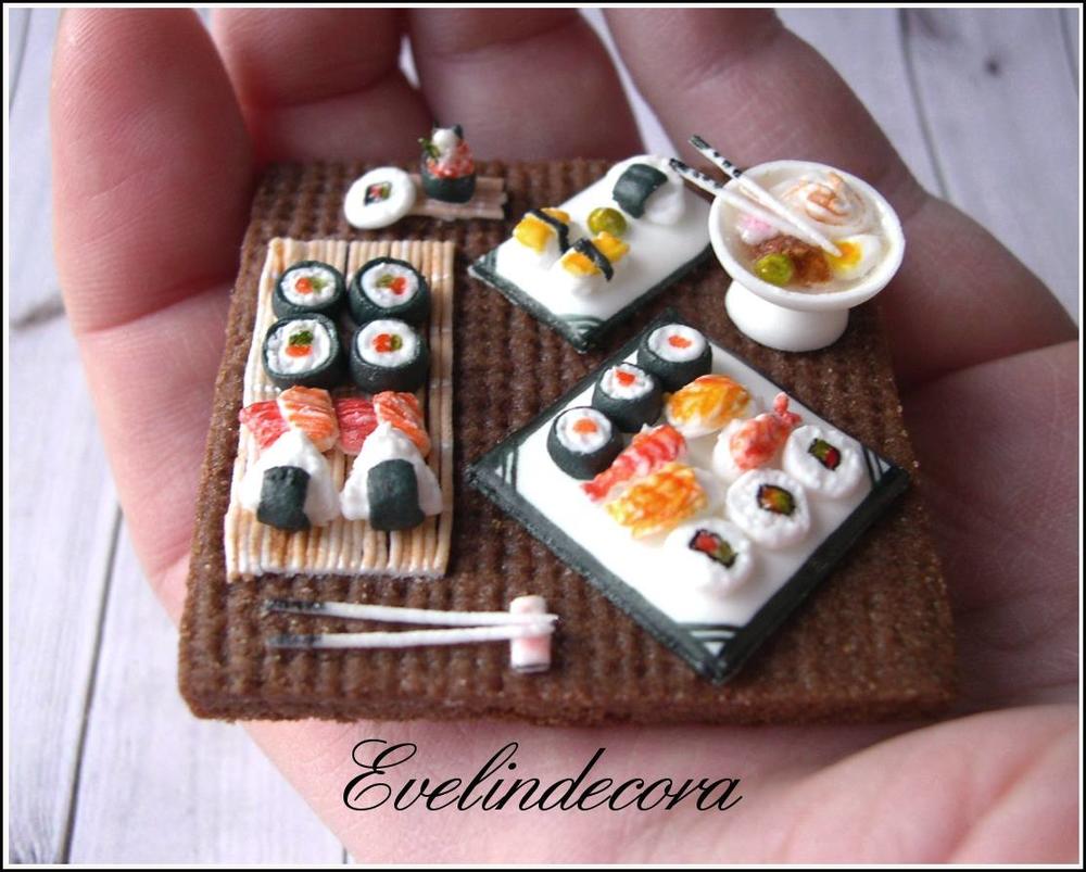 Royal Icing Sushi Miniatures on Cookie