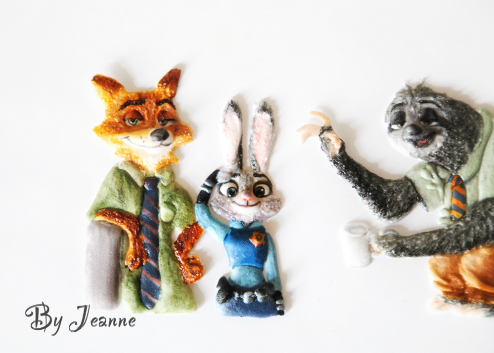 Hand painted Zootopia characters icing cookies
