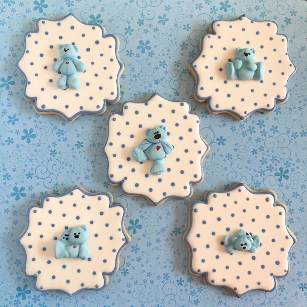 Baby bears christening cookies