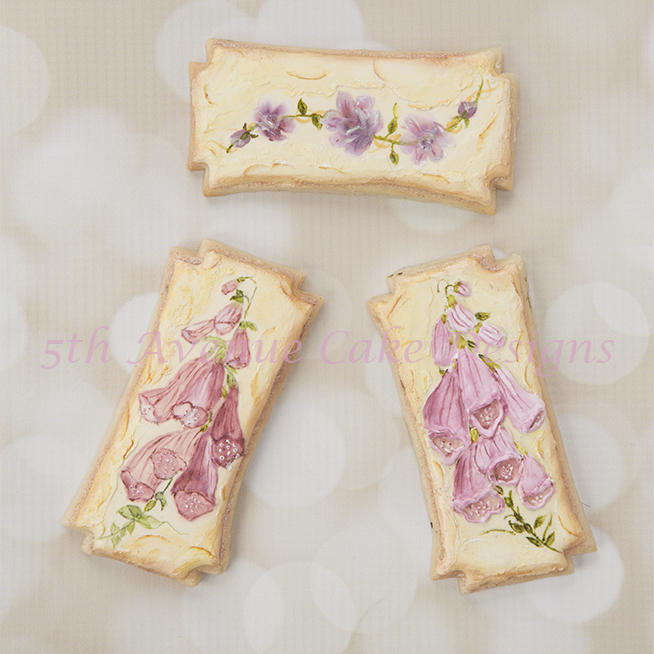 Vintage Foxglove Flower Cookies with a Stucco Background