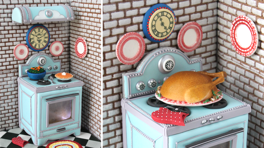 3-D Retro Oven Cookie Detail, with Turkey!
