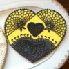 yellow &amp; black lace heart PBF