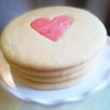 Under the fondant: Uniced cookies with a marble heart center cutout