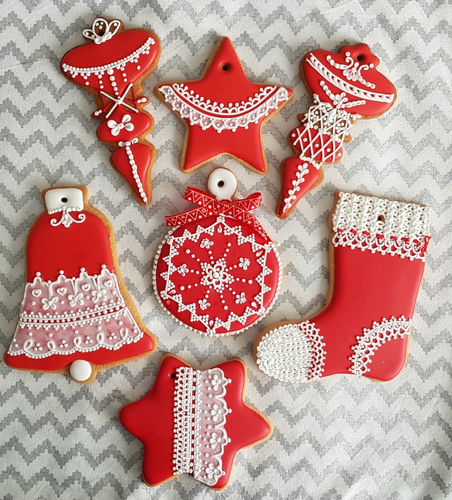 Red and white  ornaments