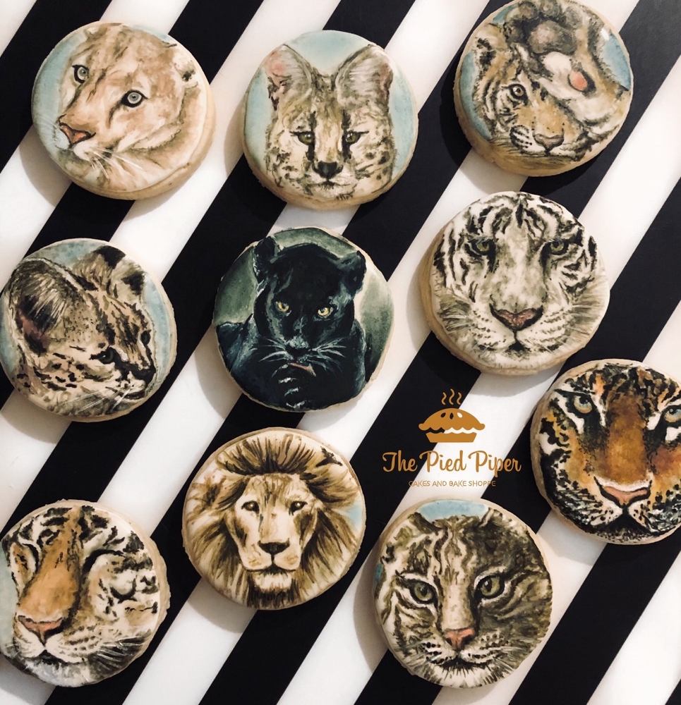Handpainted Tiger Cookies by the Pied Piper Cakes &amp; Bake Shoppe