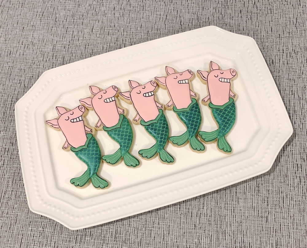 Pig-Mermaid Birthday Cookies