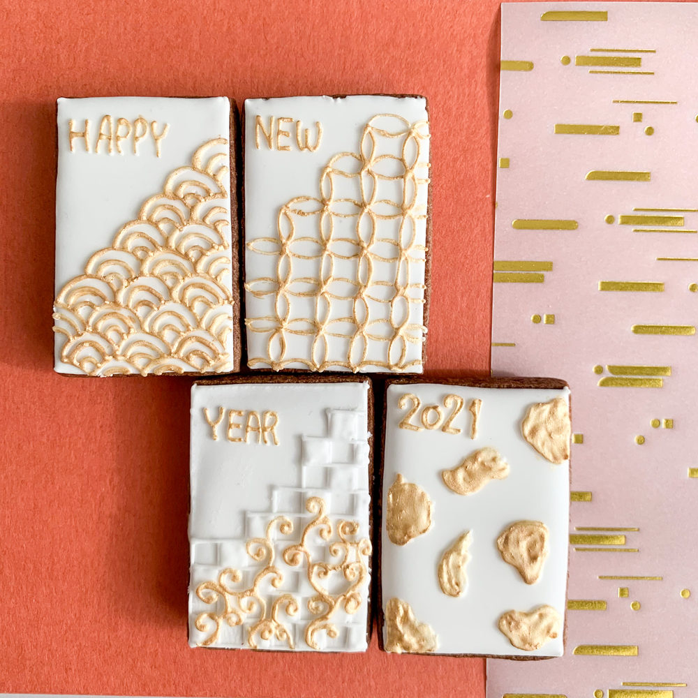 New Year Cookies with Traditional Japanese Patterns