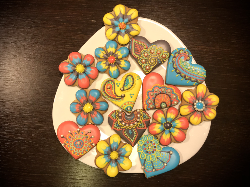 Mandala Hearts and Marbled Flowers
