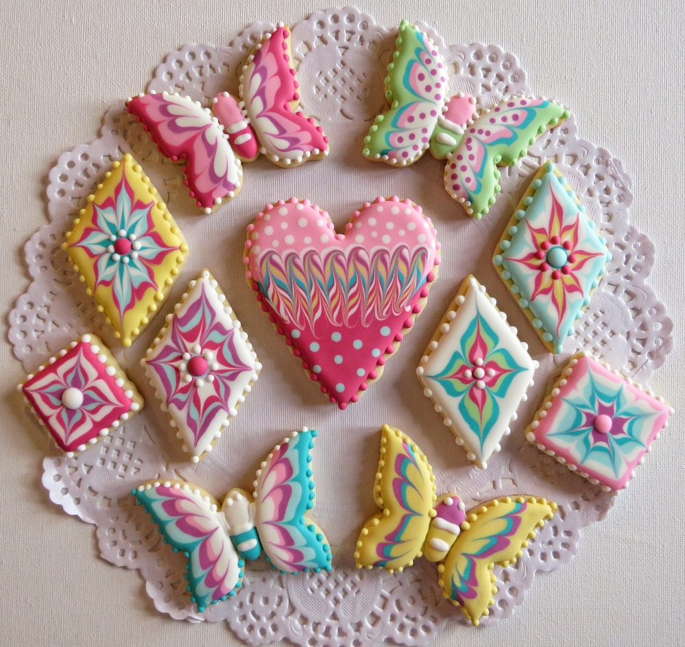 Butterfly, Flower, and Heart Cookies