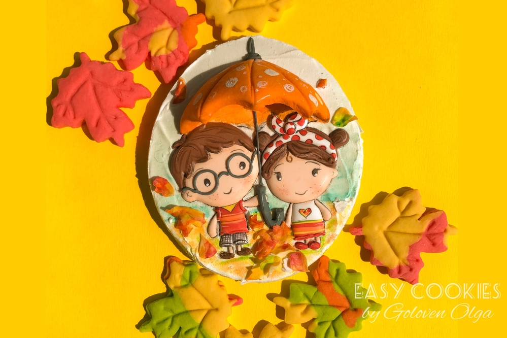 Fall Love Under Umbrella Cookie