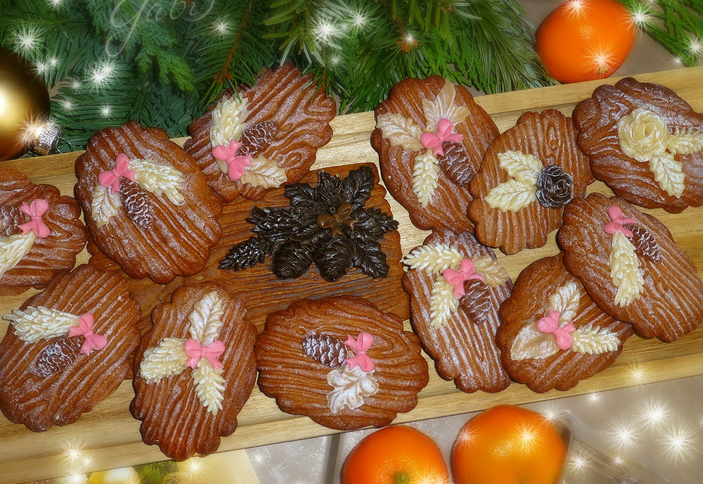 Frosted Wooden Cookies with Marzipan