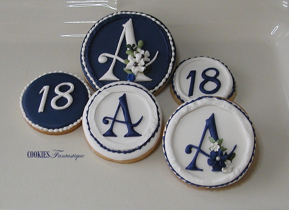 Monogram and Age Round Cookies