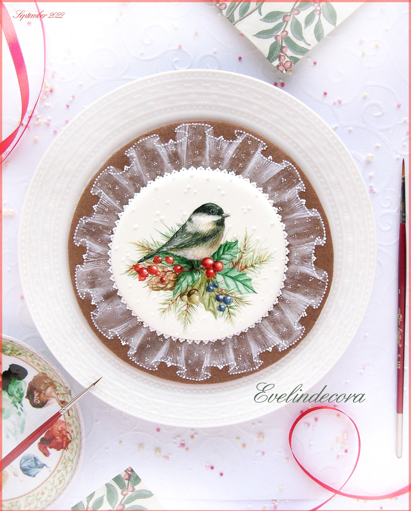 Bird Cookie with Royal Icing Lace